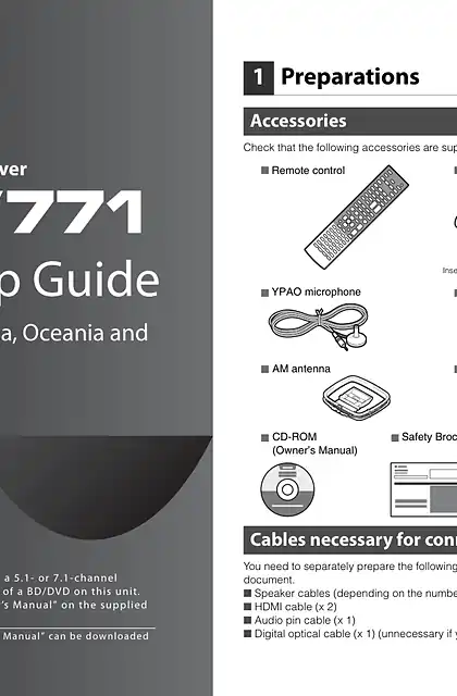yamaha雅马哈RX-V771 Easy Setup Guide (for Asia, Africa, Oceania and Latin America)